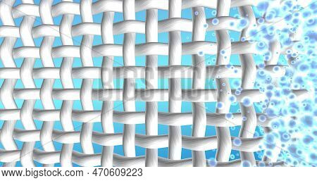 White Fabric. Textile Network At The Blue Gradient Background. 3d Illustration For Advertising Bleac