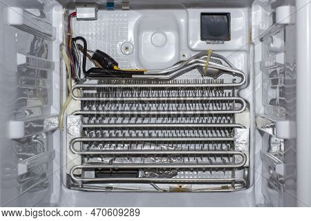 Frozen Ice On The Inside Of The Refrigerator Chamber With The 