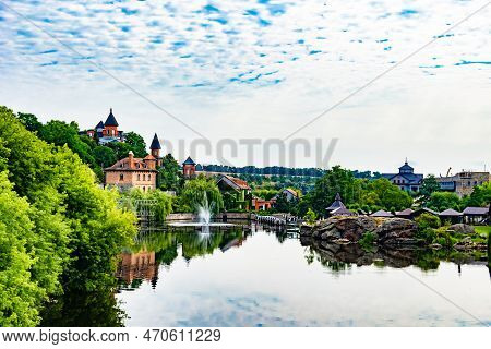 Photography On Theme Ancient Brick Castle With Large Tower