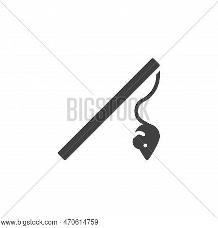 Cat Toy Wand Vector Icon. Filled Flat Sign For Mobile Concept And Web Design. Mouse Cat Toy Glyph Ic
