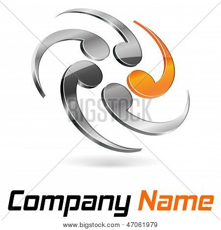 3D abstraktní Chrome a oranžová je pro firmy a obchodní firma