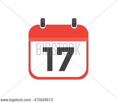 Simple Calendar With Date 17 Day Seventeen Logo Design. Calendar Icon Flat Day 17. Reminder Symbol. 