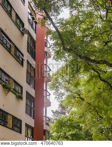 Urban Day Scene At Elegant High Class Parque Belgrano Neighborhood, Buenos Aires, Argentina