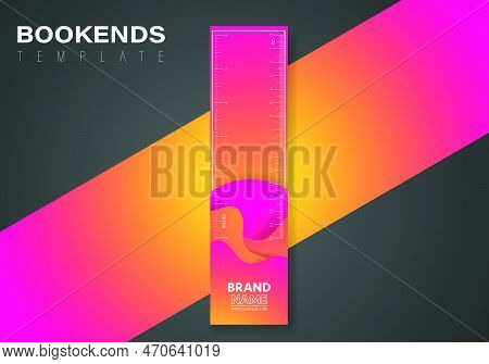 Abstract Dynamic Gradient Graphic Elements In Modern Style. Purple And Orange Bookend Template With 
