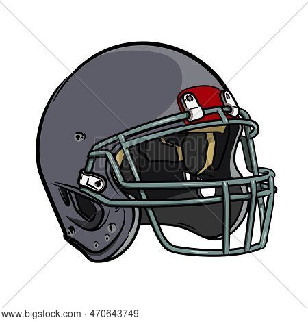 Gray Helmet For American Soccer.sporty Mood.isolated On White Background