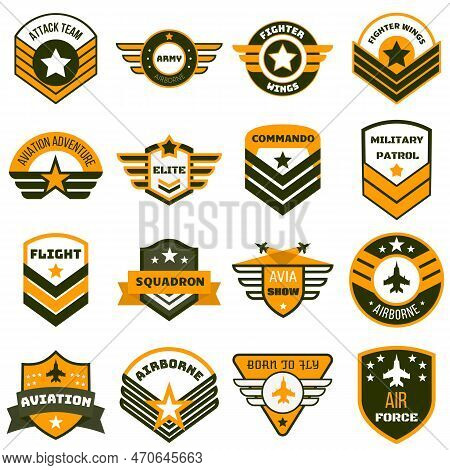Airforce Logo Set. Flat Set Of Airforce Logo For Web Design