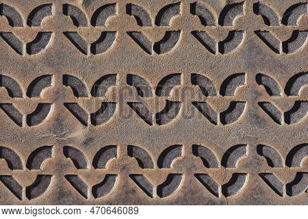 Close Up Detail Of A Manhole Cover