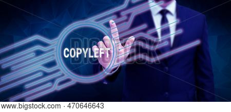 Text Caption Presenting Copyleft. Business Overview The Right To Freely Use, Modify, Copy, And Share