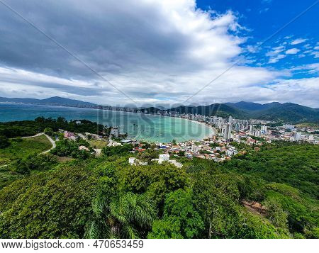 Itapema Bay Seen From Above. View From Mirante Do Encanto. Itapema Beach. Coastal Town Surrounded By
