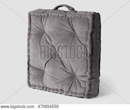 Soft Cozy French Style Seat Cushion Of Gray Velour