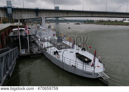 Belgrade, Serbia - November 21, 2022. Restored Warship Sava Anchored In Sava River In Belgrade, Worl