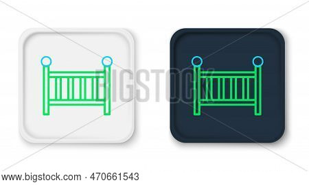 Line Baby Crib Cradle Bed Icon Isolated On White Background. Colorful Outline Concept. Vector
