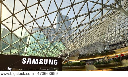 Warsaw, Poland. 10 February 2023. The Interior Of The Golden Terraces Shopping Center.