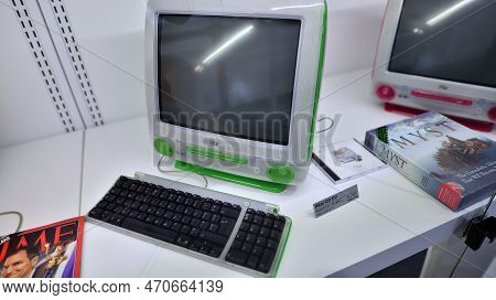 Warsaw, Poland. 10 February 2023. Inside The Apple Museum. Imac G3 Dv Computer.