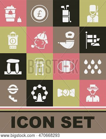 Set Queen Elizabeth, Water Drop, England Flag On Flagpole, Golf Bag With Clubs, Sherlock Holmes, Big