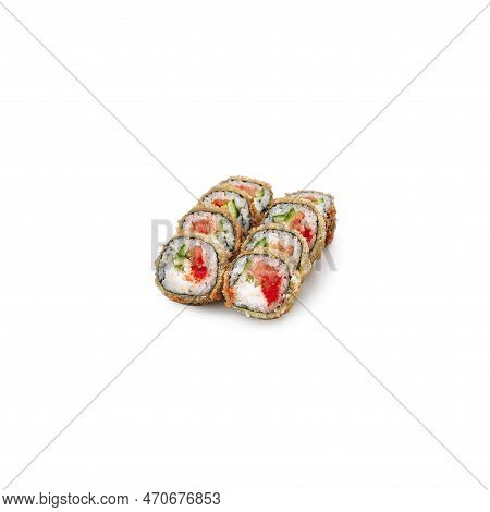 Tempura Sushi Roll Set Gentle On A White Background Isolated