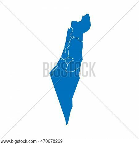 Israel Political Map Of Administrative Divisions - Districts, Gaza Strip And Judea And Samaria Area.