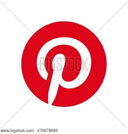 Pinterest Social Media App Icon. Square Shape Vector Illustration.