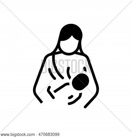 Black Solid Icon For Sucking Inexperienced Unexperienced Inexpert Callow Breast Feeding Breastfeedin