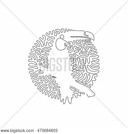 Single Curly One Line Drawing Of Beautiful Toucan Abstract Art. Continuous Line Drawing Graphic Desi