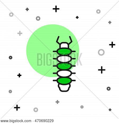 Filled Outline Centipede Insect Icon Isolated On White Background. Vector
