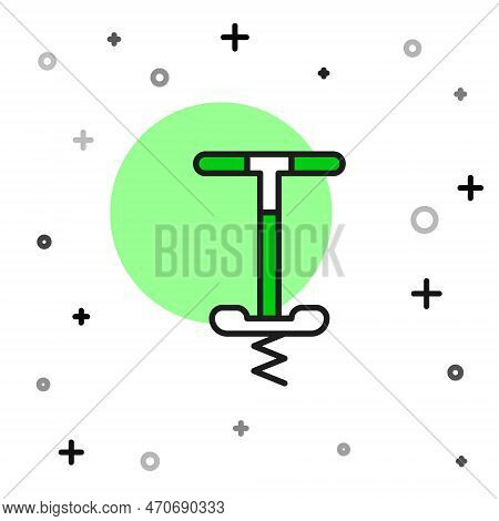 Filled Outline Pogo Stick Jumping Toy Icon Isolated On White Background. Vector