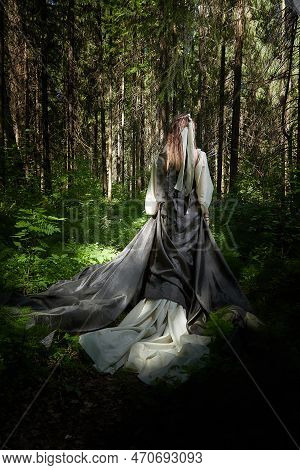 Beautiful Seductive Dryad. Pagan Spirit Of The Forest. Portrait Of Beautiful Dryad. Fairy Who Loves 