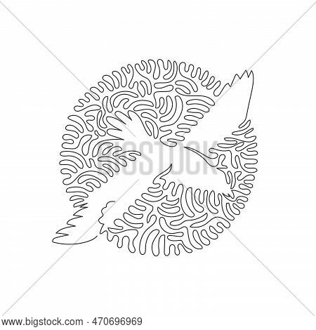 Continuous One Curve Line Drawing Of Adorable Albatross Abstract Art In Circle. Single Line Editable