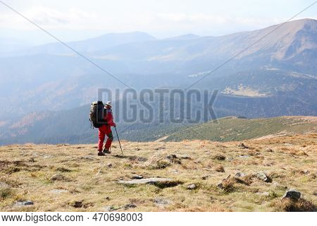 Carpathian Mountains, Ukraine - October 8, 2022 Mount Hoverla. Carpathians In Ukraine In Autumn. Tou