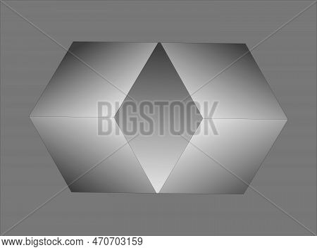 A Painting Showing A Spatial Figure In The Form Of Two Mutually Complementary Gray Cubes With One Co