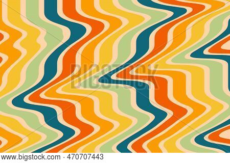 1970s Retro Pattern Groovy Trippy. Wavy Abstract Groovy Background. Seventies Style. Hippie Aestheti