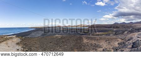 Scenic Volcanic Beach And Coastal Landscape At Janubio Salt Mine In Small Village Of Janubio Near Pl