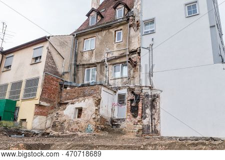 Photograph Of A Demolition House In Danger Of Collapsing, Germany