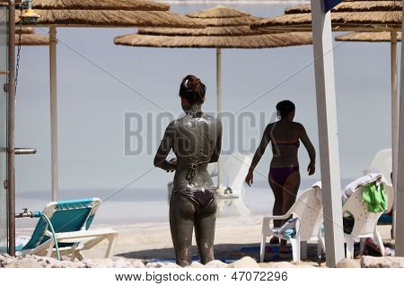 Young Caucasian  Women Taking Mud Treatment