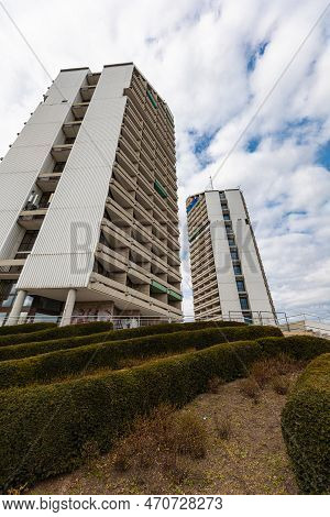 Wroclaw, Poland - April 2022: Cityscape Of Big Old Skyscrapers 