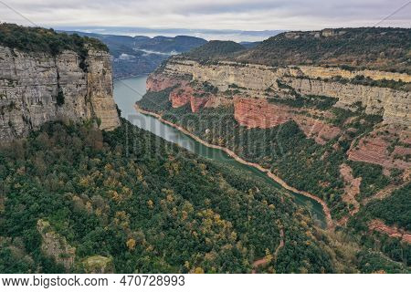 Landscape View Of Canyon In Tavertet, Mountains In Catalonia, Spain