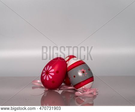 Colored Easter Eggs On A Transparent White Background, In The Easter Period Of 2023