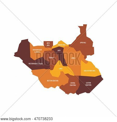 South Sudan Political Map Of Administrative Divisions - States, Administrative Areas And Area With S