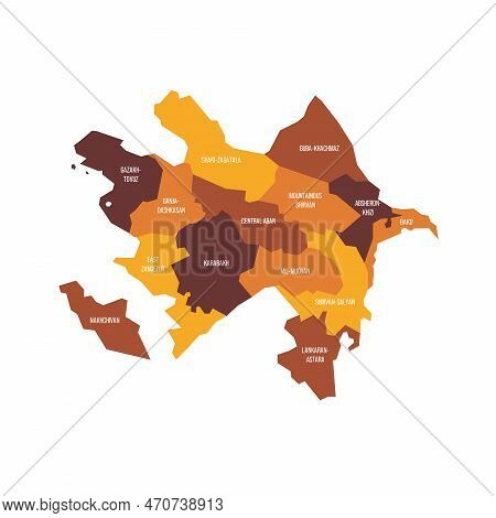Azerbaijan Political Map Of Administrative Divisions - Districts, Cities And Autonomous Republic Of 