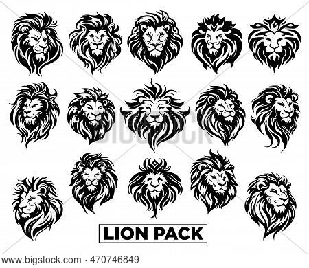 White And Black Lion Logo Pack Brand Icon Wordmark Illustrations