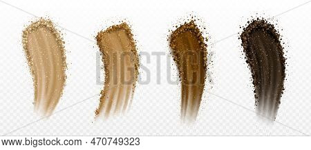 Set Of Vector Realistic Eyeshadow Smear. Isolated Makeup Cosmetic Swatch On Transparent Background. 