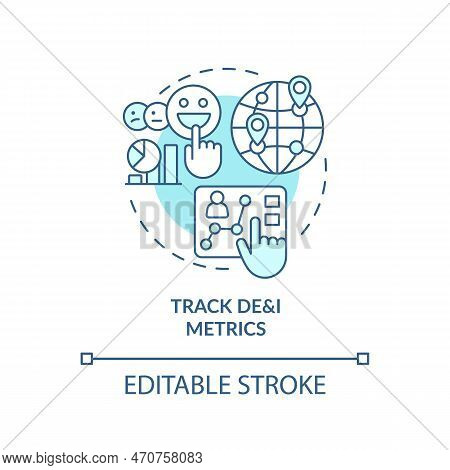 Track Dei Metrics Turquoise Concept Icon. Making Inclusion Efforts Effective Practice Abstract Idea 