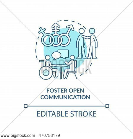 Foster Open Communication Turquoise Concept Icon. Making Dei Efforts Efficiency Abstract Idea Thin L