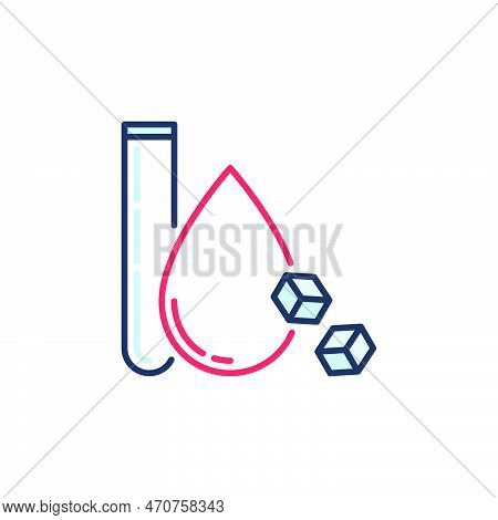 Sugar In Blood With Test Tube Vector Glycemia Concept Colored Icon Or Symbol
