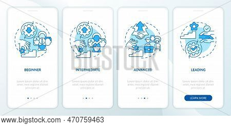 Dei Program Maturity Stages Blue Onboarding Mobile App Screen. Walkthrough 4 Steps Editable Graphic 