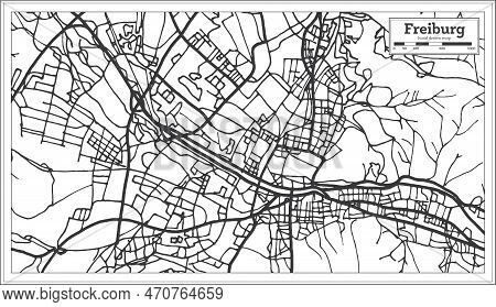 Freiburg Germany City Map In Retro Style. Outline Map. Vector Illustration.