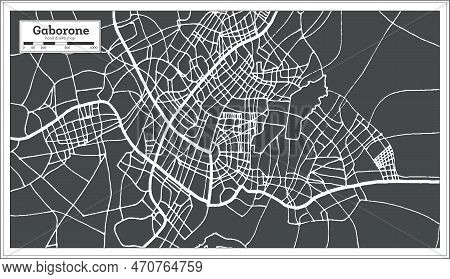 Gaborone Botswana City Map In Retro Style. Outline Map. Vector Illustration.