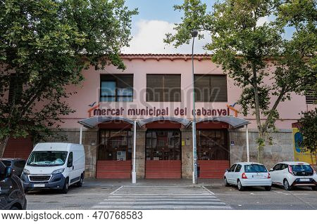Valencia, Spain - July 2022: El Cabanyal Municipal Market Entrance Valencia, Spain.