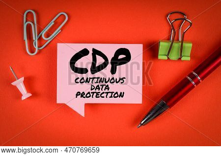 Cdp Continuous Data Protection Concept. Speech Bubble On Orange Background