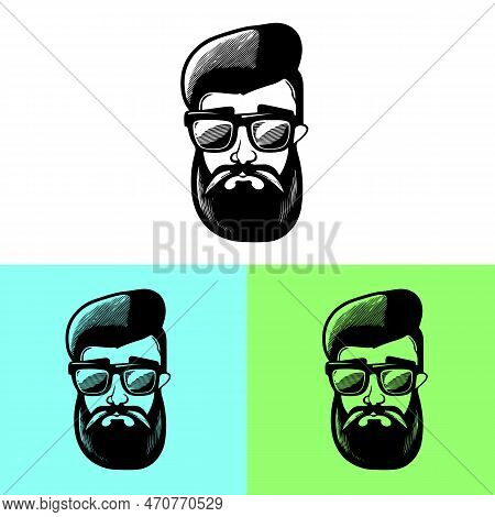 Charming Hipster Barber Logo Brand Wordmark Illustration